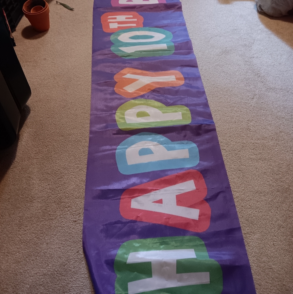 Happy 10th Birthday Sign Fabric